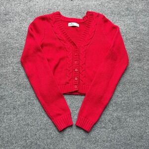 Y2K hollister cropped red button sweater size small